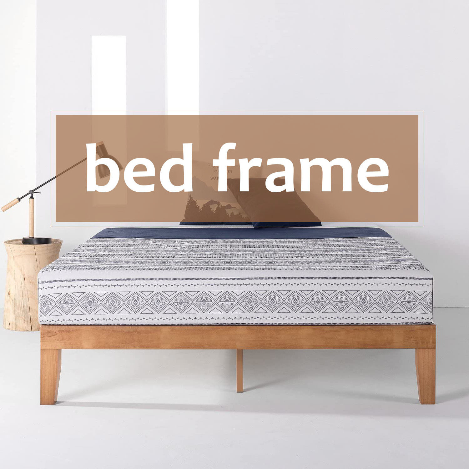 Classic 12 Inch Single Double Queen King Size Solid Pine Wood Bed Frame