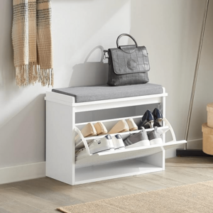 Rustic farmhouse eco Particle board shoe storage cabinet bench for living room entryway mudroom