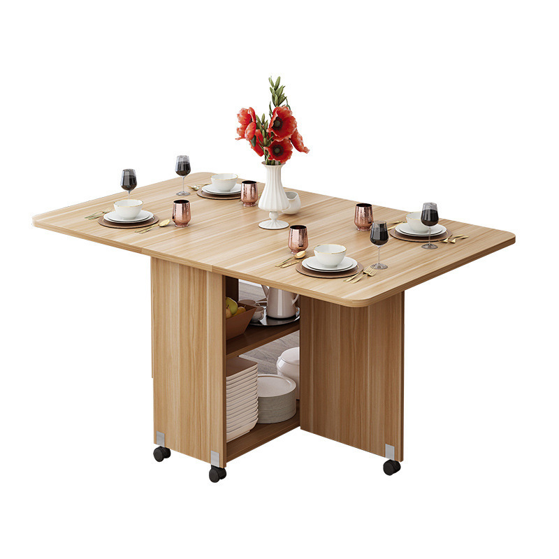 Space saving folding table factory high quality dining table with storage cabinet