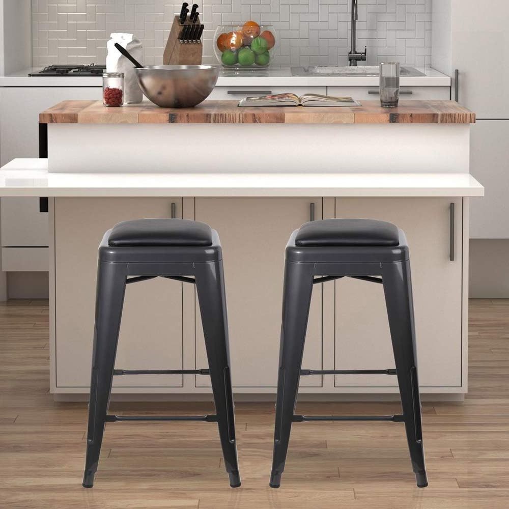 Industrial Vintage Metal Bar Stools High Backless Stools Outdoor Stackable Kitchen Stools Set Of 2_4 Hand Made Indoor