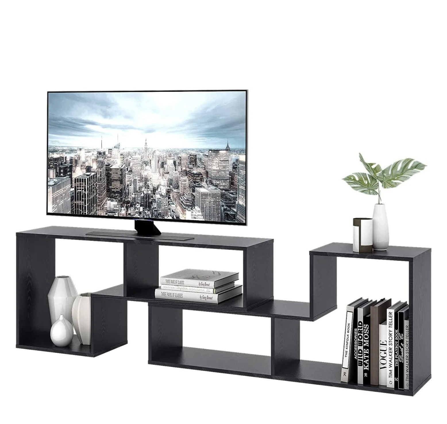 Flat TV Stand 43 45 55 Inch TV Modern Entertainment Center with Storage Rack Media Console Bookshelf for living room