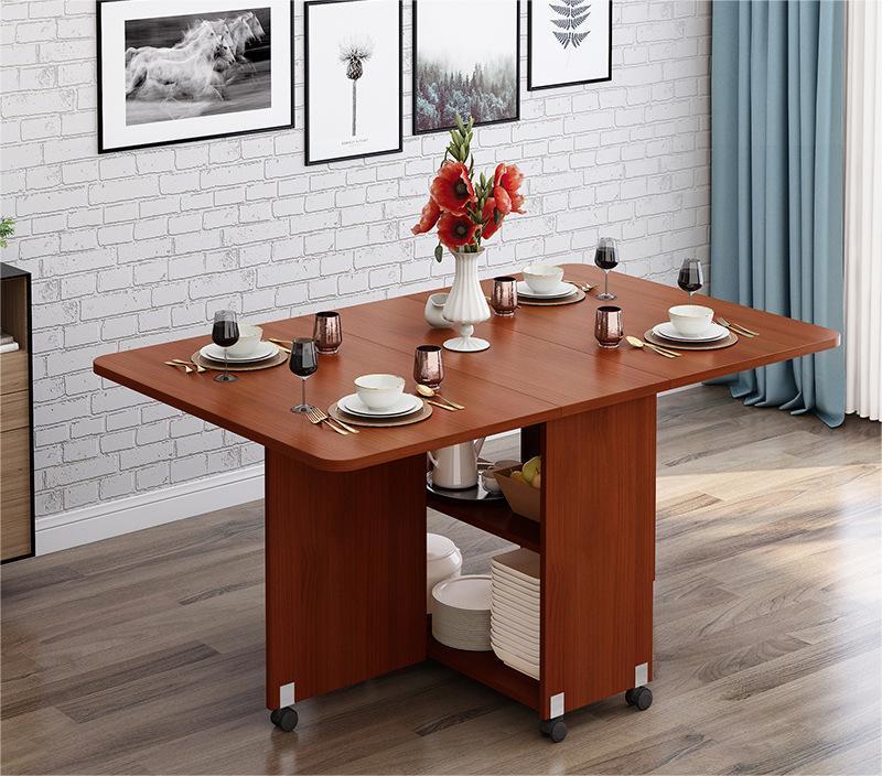 Space saving folding table factory high quality dining table with storage cabinet