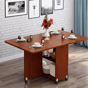 Space saving folding table factory high quality dining table with storage cabinet