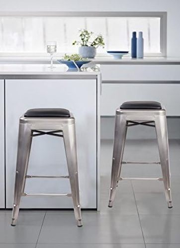 Industrial Vintage Metal Bar Stools High Backless Stools Outdoor Stackable Kitchen Stools Set Of 2_4 Hand Made Indoor