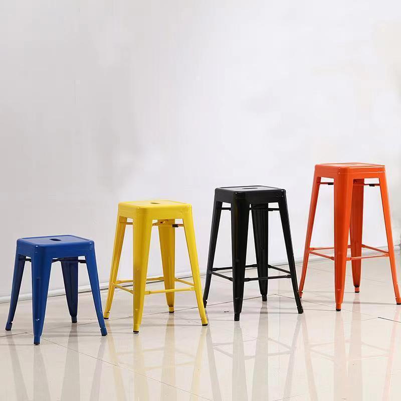 Simple Industrial Metal Chairs Retro Restaurant Bar Iron Chair Color Options Stackable Stools Dining Coffee Chair