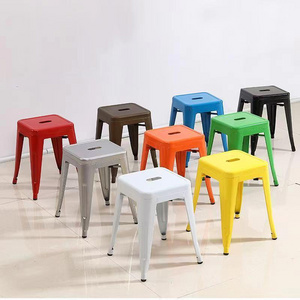 Simple Industrial Metal Chairs Retro Restaurant Bar Iron Chair Color Options Stackable Stools Dining Coffee Chair