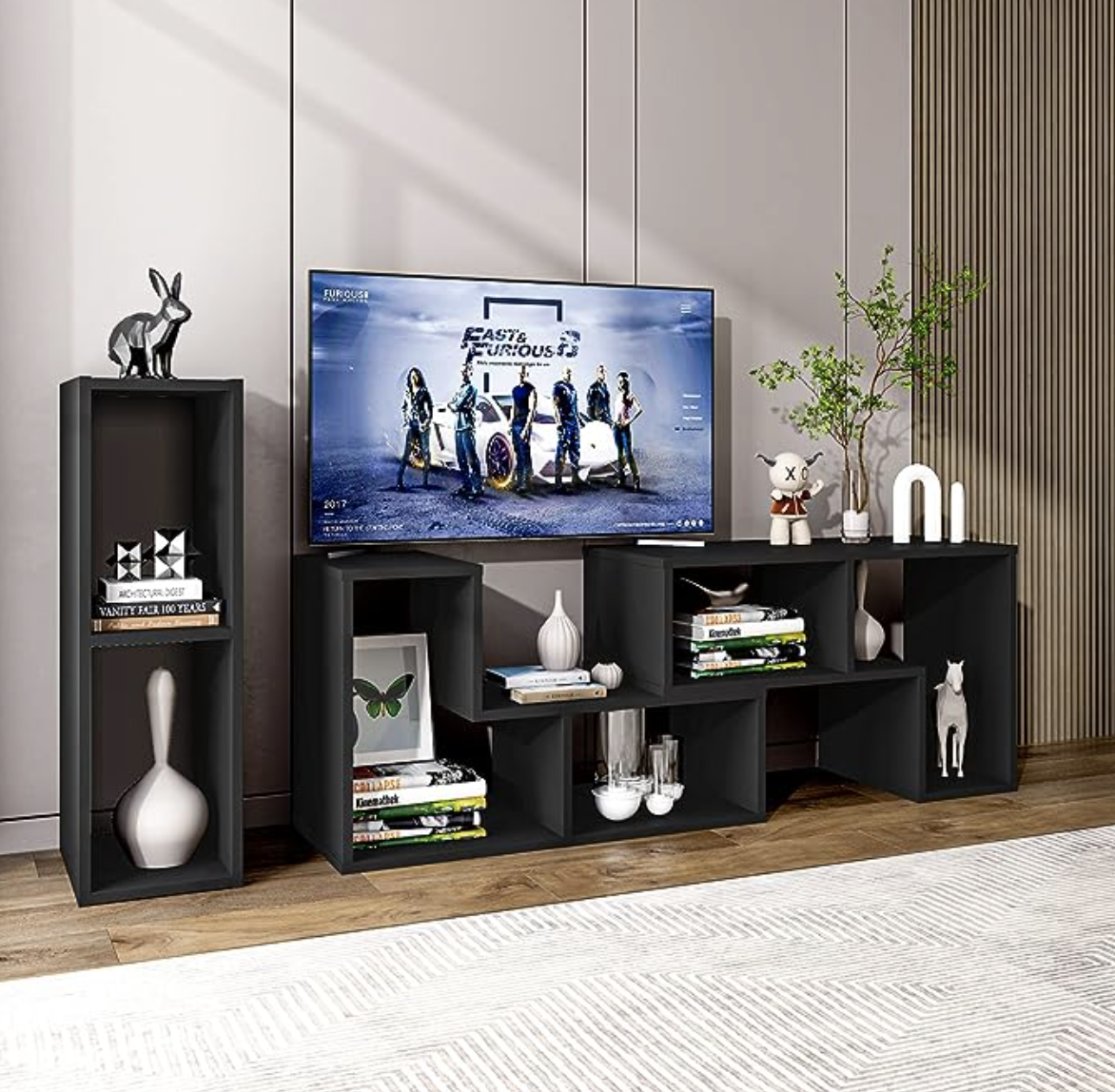 Flat-screen TV stand 43 45 55 inch Modern TV cabinet with storage rack Media console Bookshelf TV Stand for living room