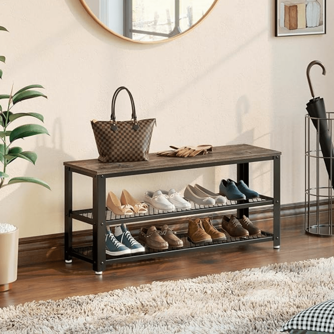 Rustic PB top shoe rack shoe storage cabinet for living room bedroom entryway mudroom