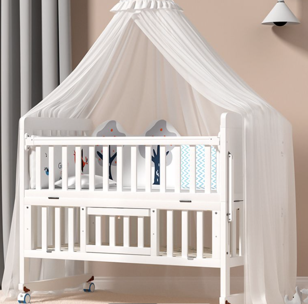 wholesale price high quality solid wood modern Multifunctional baby bed baby crib