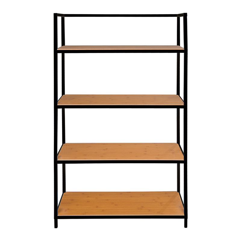 Wooden Bookcase Cabinet Book Shelf With Metal Frames 5-shelf Rack Industrial Storage Shelf Display Racks