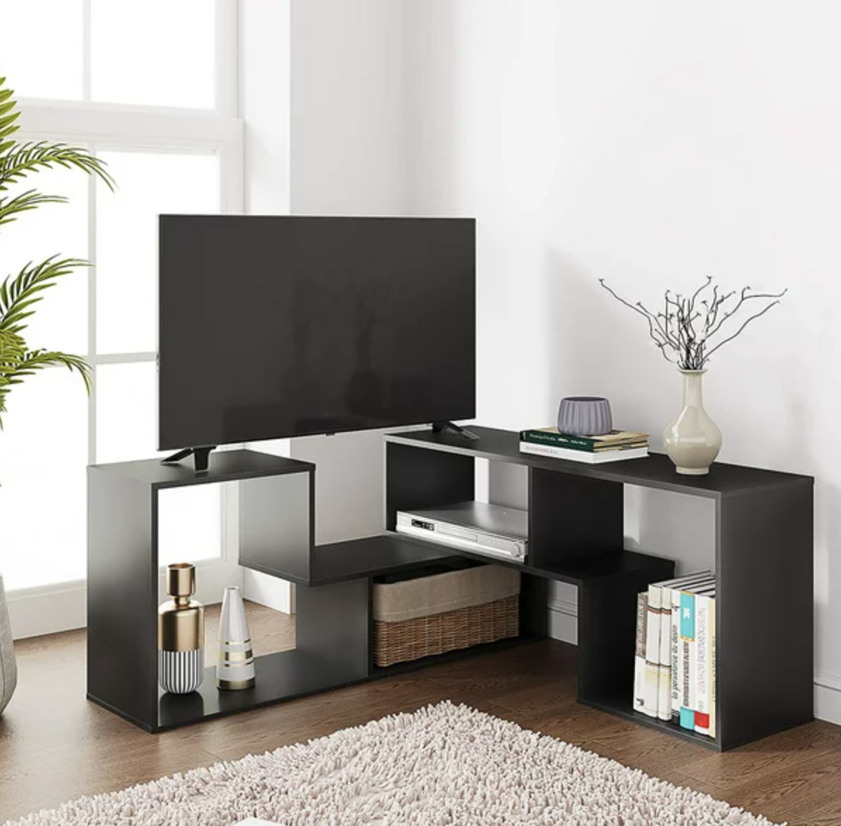 Flat TV Stand 43 45 55 Inch TV Modern Entertainment Center with Storage Rack Media Console Bookshelf for living room