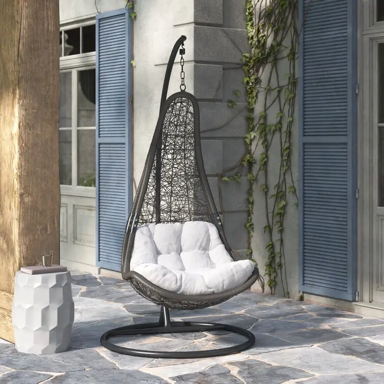 Hot Sale Outdoor Garden Patio Metal Hanging Rattan Furniture Swing Egg Chair Modern Fashion Garden Hanging Basket