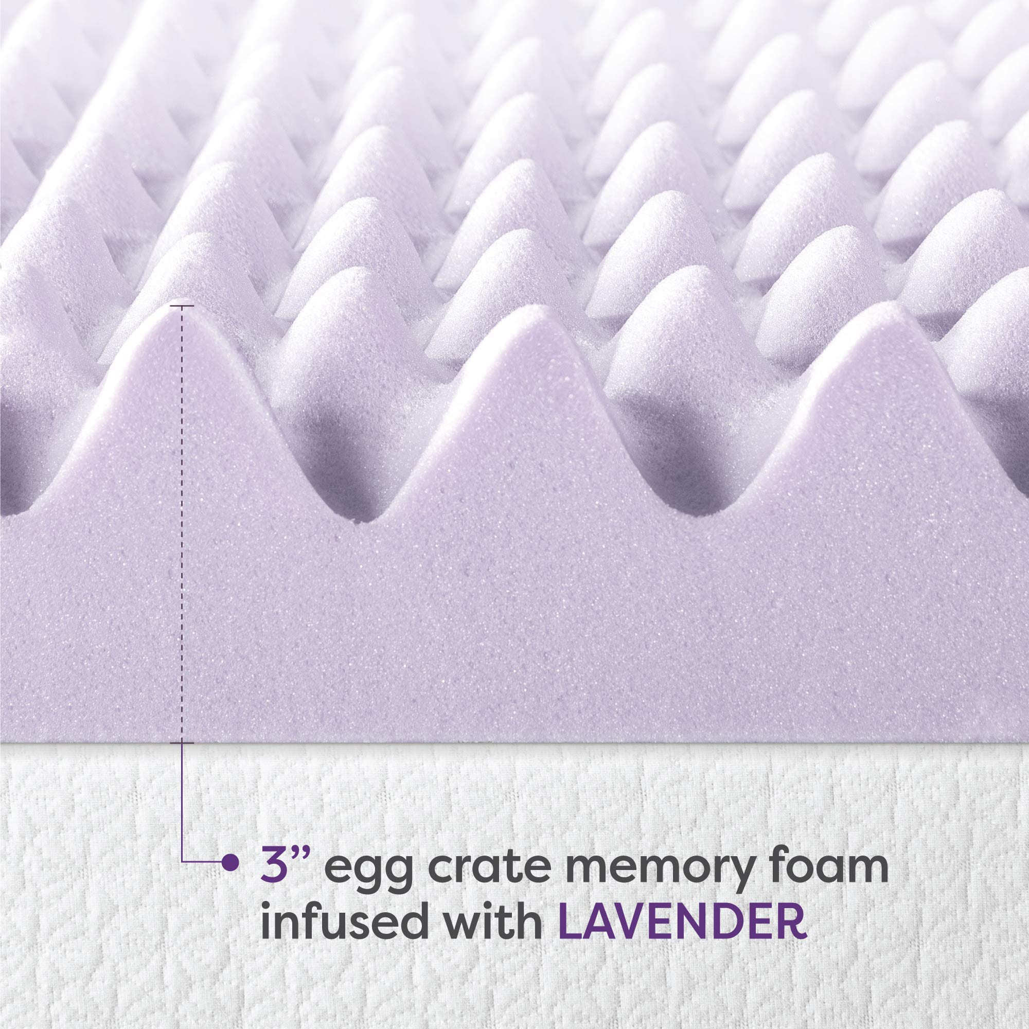 Mattress 3 Inch Egg Crate Memory Foam Mattress Topper with Soothing Lavender Infusion