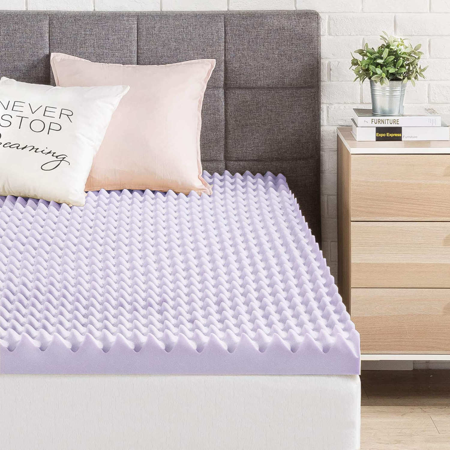 Mattress 3 Inch Egg Crate Memory Foam Mattress Topper with Soothing Lavender Infusion