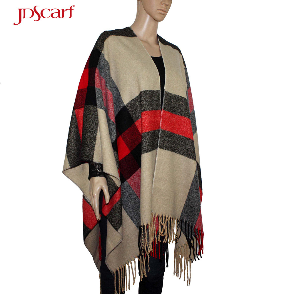 autumn-winter for women ponchos shawls plaid warm poncho