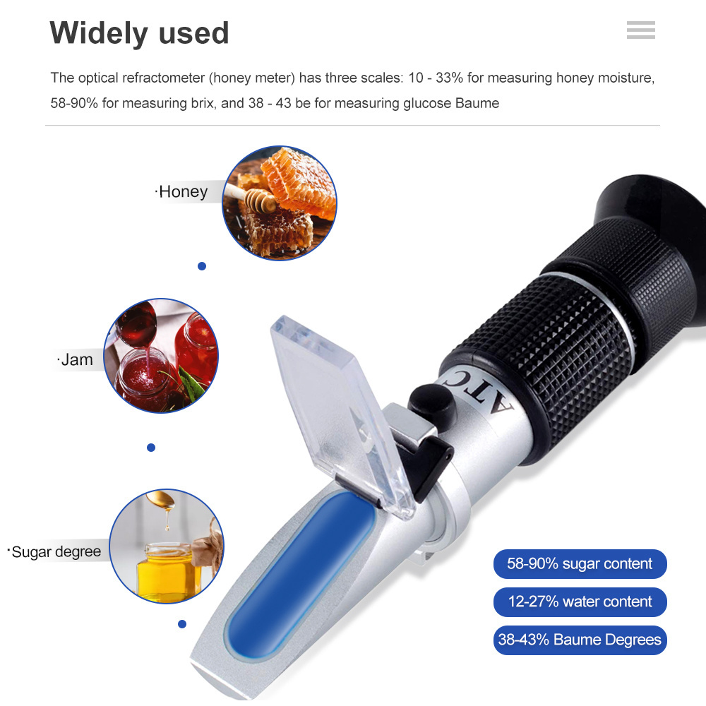 Measuring Tool Handheld 58~92% Brix Meter Honey Refractometer for Honey Maple Syrup