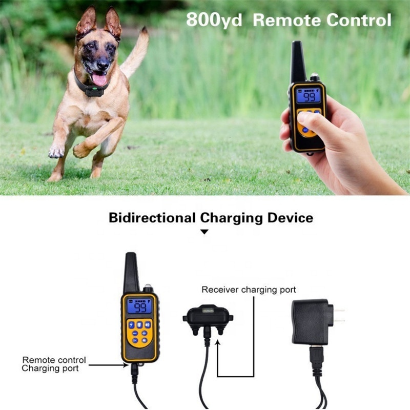 Dog Training Collar Rechargeable Dog Shock Collar Rainproof Training Collar Long Remote Range Adjustable Shock Levels Shock Coll