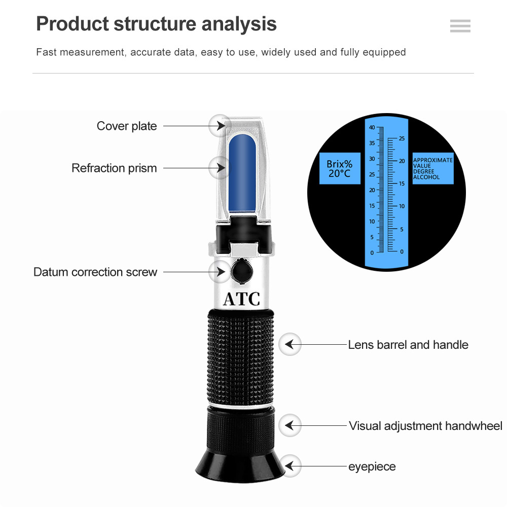 Factory Price Dual Scale 0-40% Brix Refractometer Alcohol 0-25% Wine Sugar Refractometer with ATC