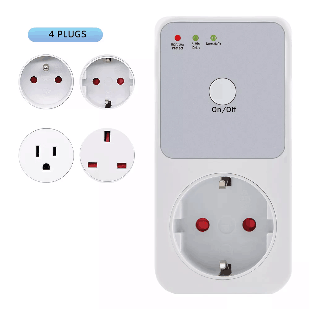 Voltage Relay Socket 220v Electrical Stabilizer EU FR US UK Plug Automatic Refrigerator Protect Switcher Surge Protector