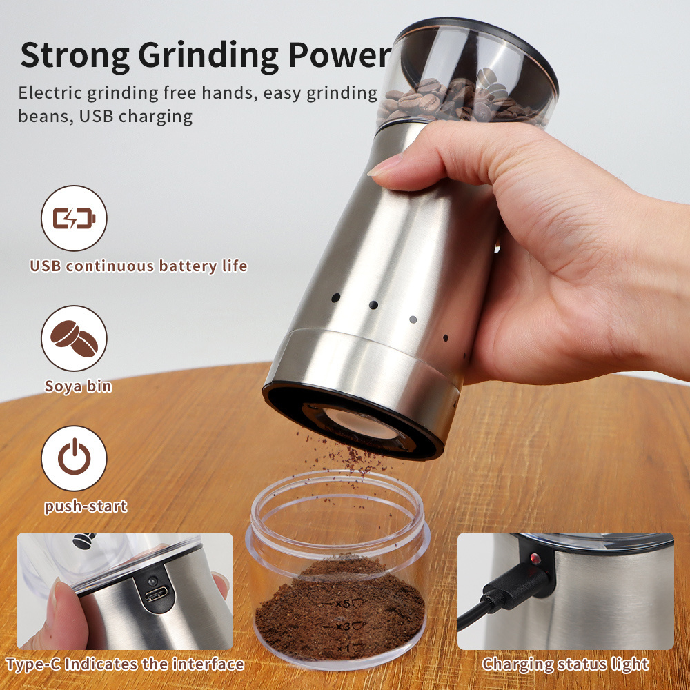 New Arrivals 2 in 1 Electric Coffee Grinder Stainless Steel Electric Bean Grinder 5 Speed Thickness Adjustable