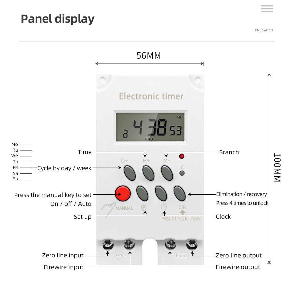 KG316T-II Digital Electronic Smart Din Rail Programmable Power Off Delay Timer Switch 220V