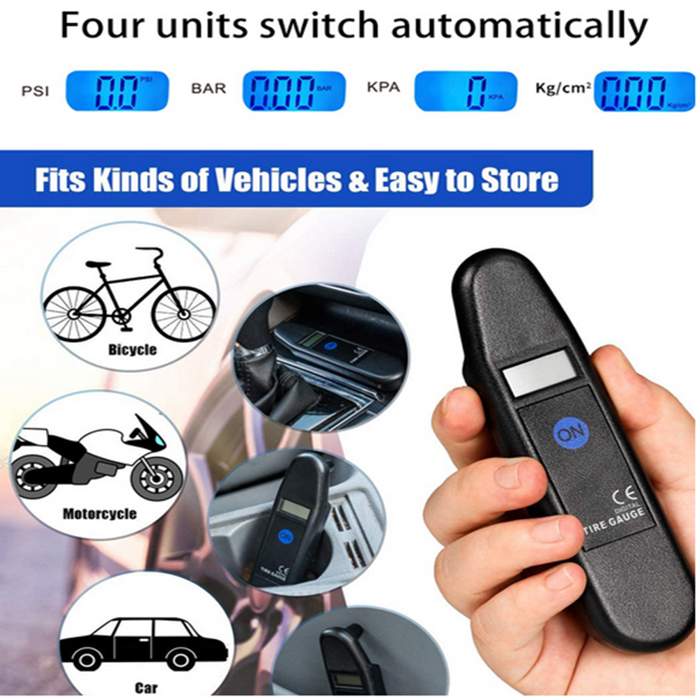 Digital Tire Gauge LCD Display Automobile Tire Gauge Tester Diagnostic Tool for Motorcycle