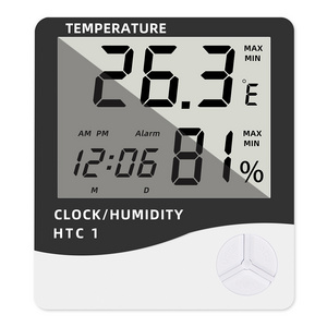 Hygrometer Thermometer Temperature Humidity Meter Alarm Clock Calendar Indoor Outdoor Tester with Large LCD Screen Display