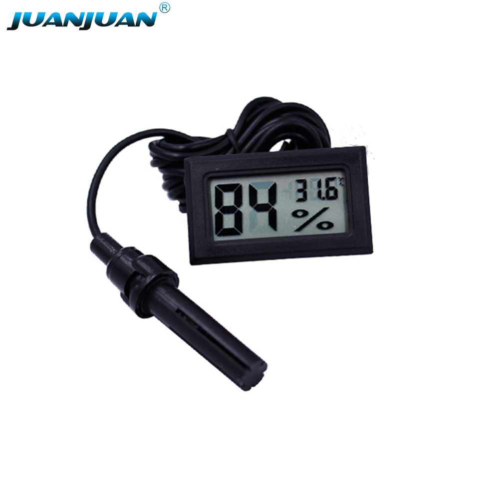 Black Digital LCD Humidity Temperature Meter Instrument Thermometer Hygrometer Gauge Temperature Sensor with External Probe