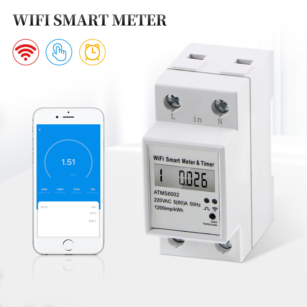 Smart Wifi Power Meter Single Phase Digital KWH Meter Watt Meter Smart Wifi Prepaid Electric Energy Meter