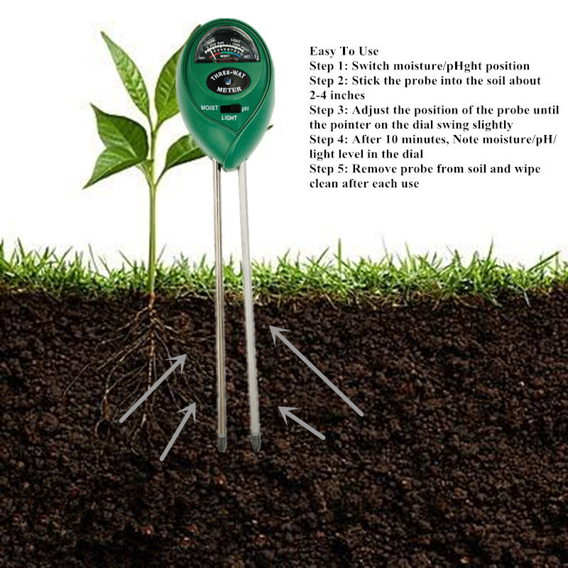 3-in-1 Soil Tester Kits Soil PH Moisture Sensor Meter with Moisture Light and PH Test for Garden Farm Lawn Indoor & Outdoor