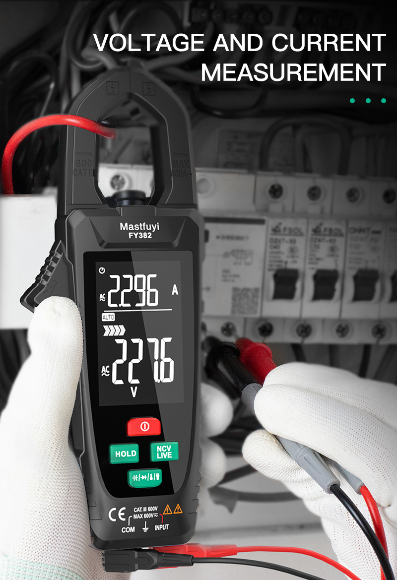 Mastfuyi FY382 True RMS 9999 Counts Temperature Tester AC Voltage Current Detector digital clamp meters multimeters