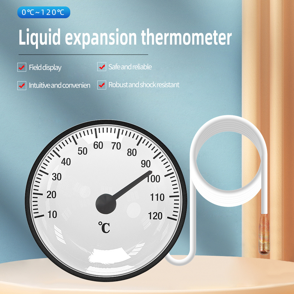 Temperature 120 plastic round liquid expansion thermometer with plastic probe