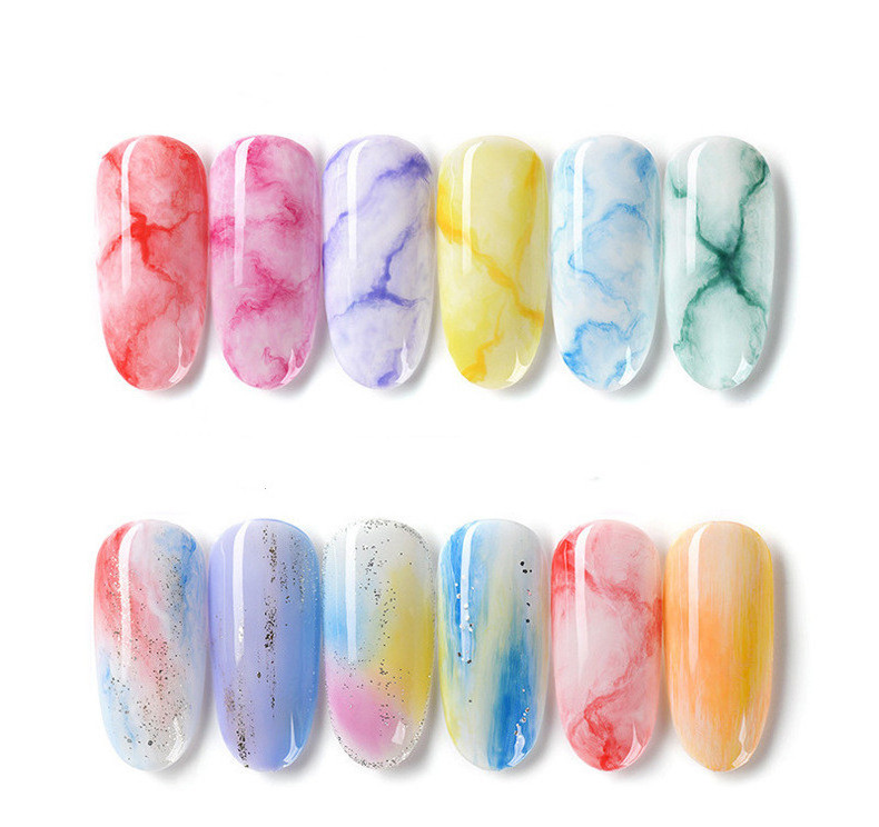 12 Color Nail Polish Pigment Color Halo Dye Pen Quick Dry No Leakage Glue Marbling Gradual Fade Nail Shading Pen