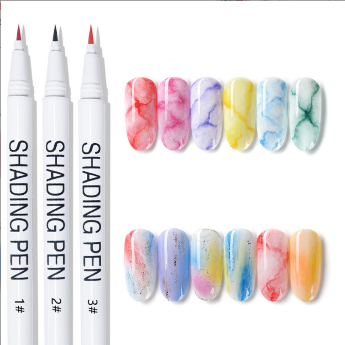 12 Color Nail Polish Pigment Color Halo Dye Pen Quick Dry No Leakage Glue Marbling Gradual Fade Nail Shading Pen