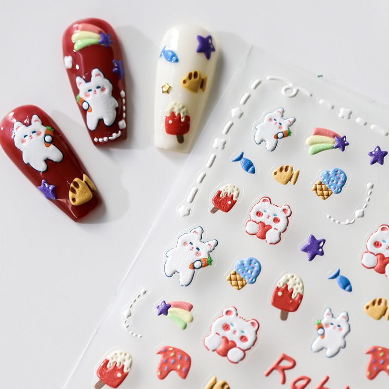 Craft Dream Bear Three-dimensional Nail Art Sticker Thin Tough Back Glue Nail Jewelry 2023 Nail Jewelry Sticker