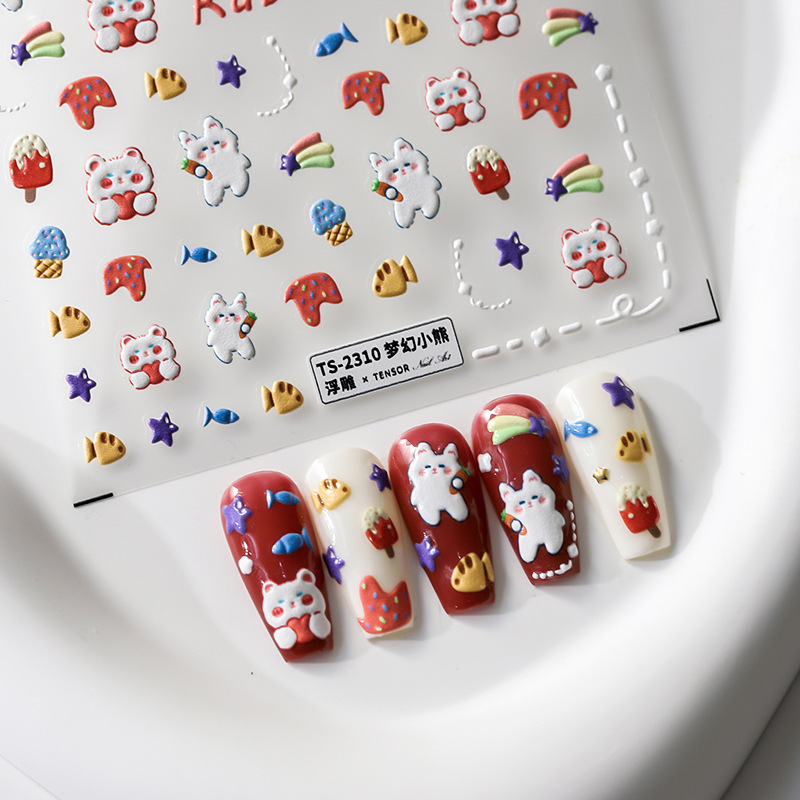 Craft Dream Bear Three-dimensional Nail Art Sticker Thin Tough Back Glue Nail Jewelry 2023 Nail Jewelry Sticker