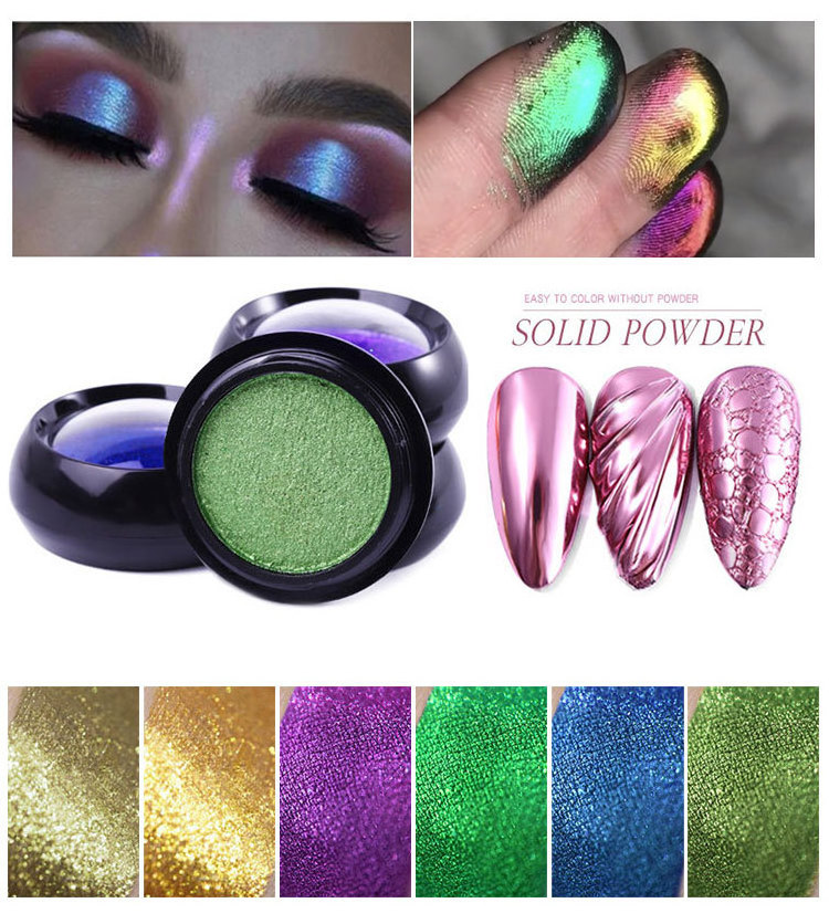 Best Selling 18 Color Nail Solid Magic Mirror Titanium Powder Glitter For Nail Art Acrylic Powder