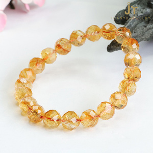 Faceted Shape Energy Stone Natural Chakra Gemstone Beads Bracelets Healing Crystal Citrine Beads Bracelet for Women Men Gifts