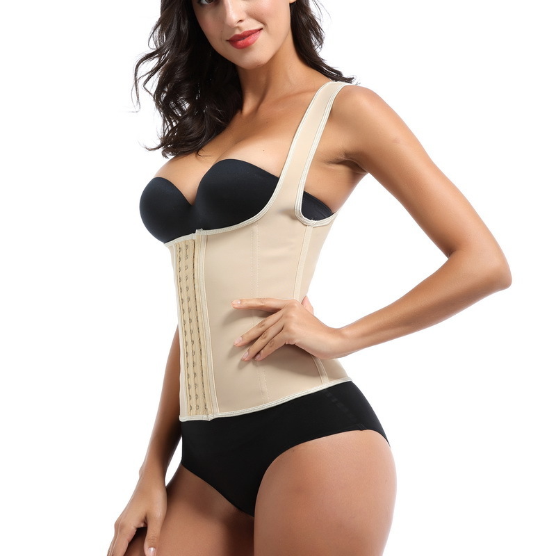 Women Waist Trainer Corset Vest Shapewear Waist Cincher Workout Latex 9 steel bones weight loss Adjustable Hooks