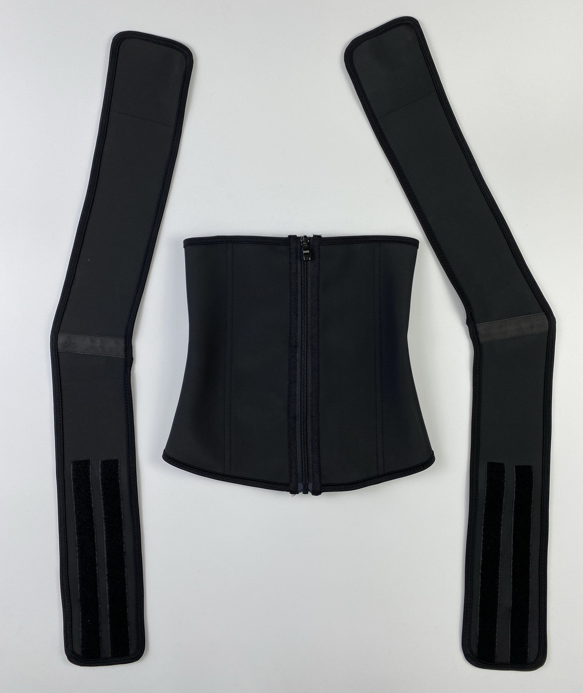 women latex shaper belt double belts plus size waist trainer strong zip up Latex Waist Trainer Sweat attachable Double Straps