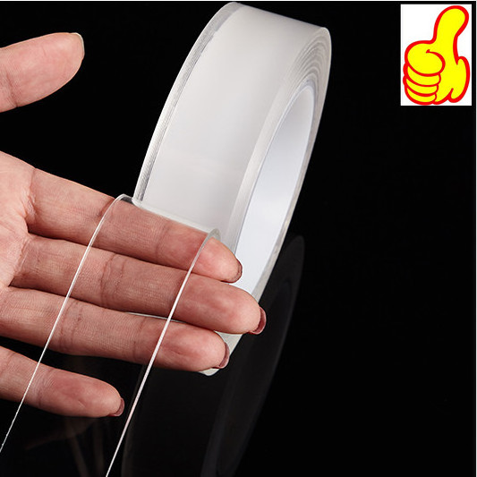 Clear Seld Adhesive Double Sided Heavy Duty Washable Sticky Strong Wall Tape Strips  Acrylic Mounting NanoTape