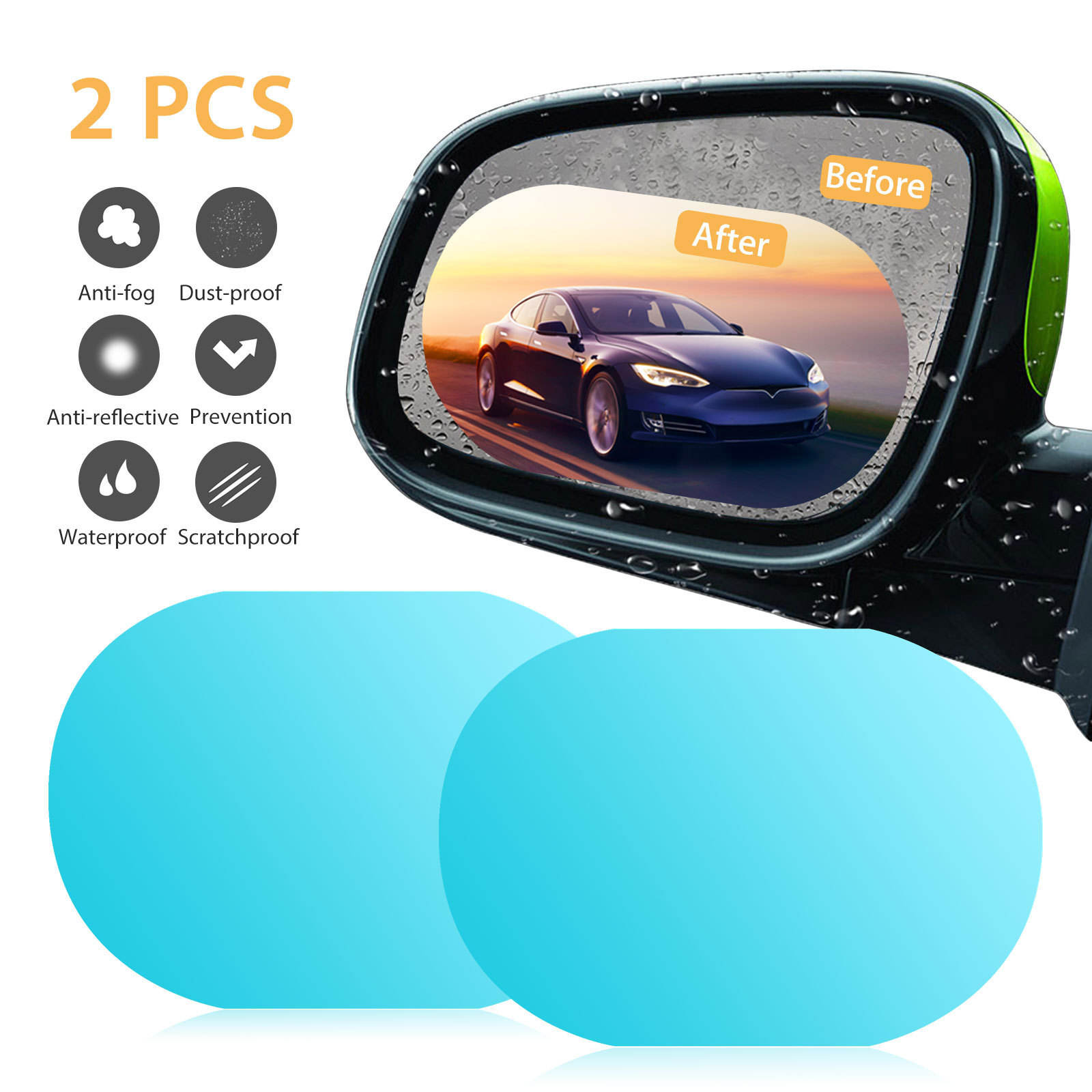 JauraTech Car Rain Film Rearview Mirror Protective Film Anti Fog