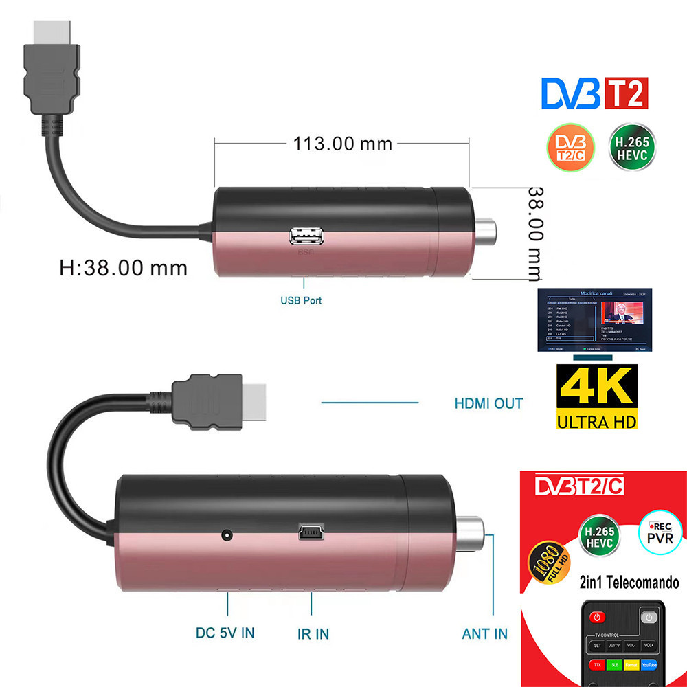 Best Quality Set Top Box Dvb T2 Receiver H.265 10bit Support Wifi  Dvb T2 Tv Stick