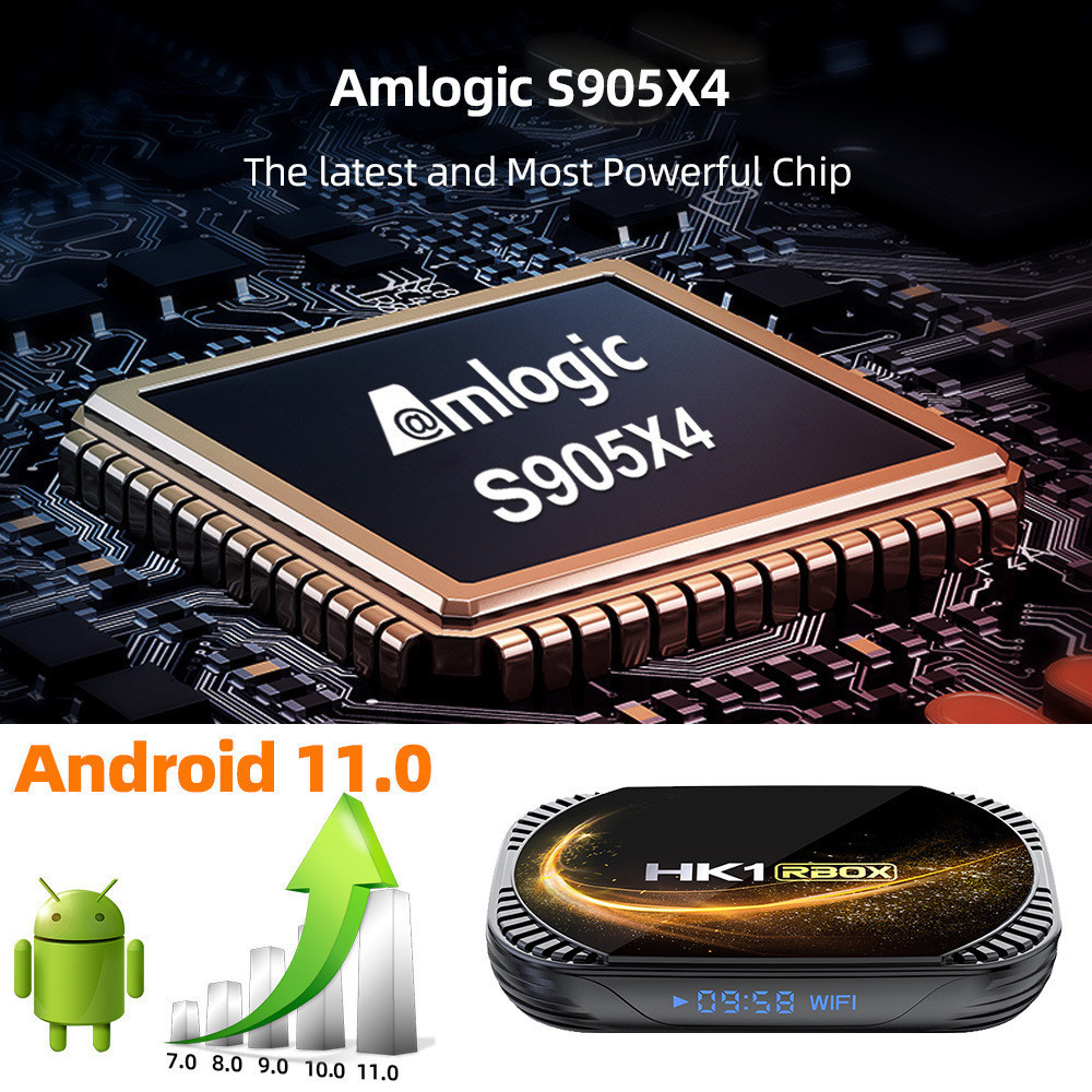 HK1 RBOX X4S Amlogic S905X4 TV BOX Android 11 4GB 32GB 64GB AV1 Support IPTV 4K Voice Assistant Youtube Media Player