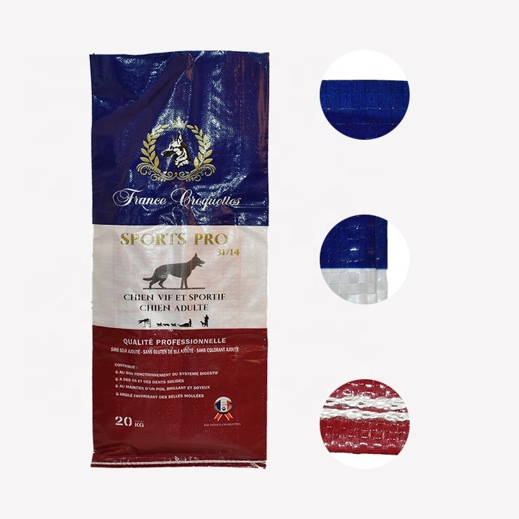 Food grade polypropylene woven sacks 20kg 25kg pp woven feed sack bag for cat dog poultry cow