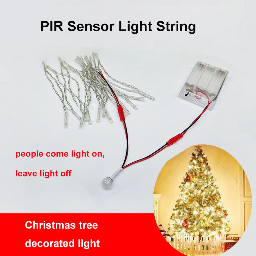 DIY  lighting sensor box 5m LED light for Christmas tree decoration 3AAA 4.5V battery operated wireless pir motion sensor