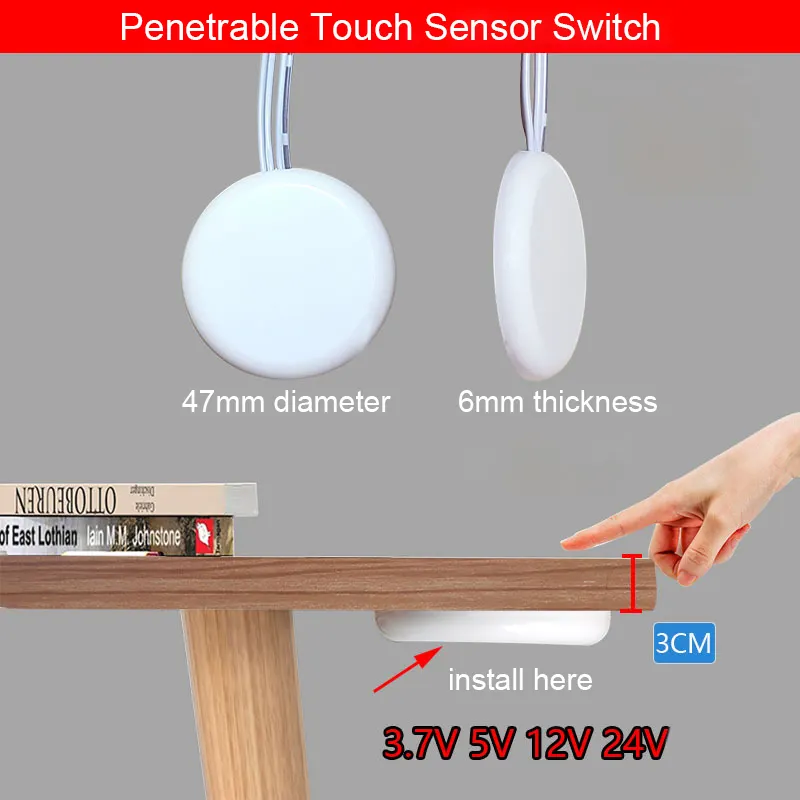 DC12V 24V Penetrable Wood board Glass Acrylic Cabinet LED Light Smart Touch Dimmer Invisible hand sweep motion sensor Switch