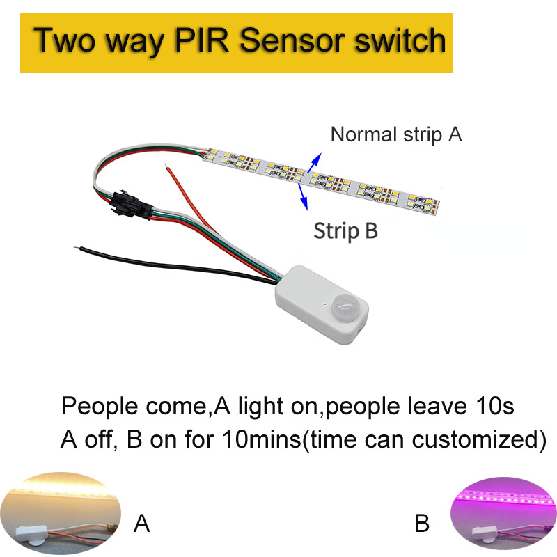 Two Way LED Movement Sensor Motion Light Switch 12V 24V 5V Motion Sensor Automatic Infrared Timer Detector PIR Switch 12V