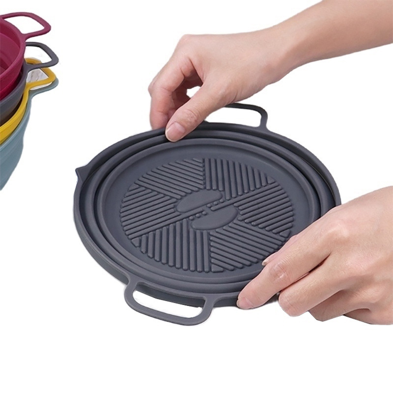 Hot Selling BPA Free Reusable Silicone Air Fryer Pot Liners Collapsible Silicone Baking Tray Cake Pan Silicon Pots For Air Fryer