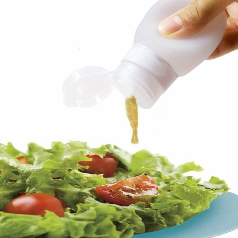 Portable reusable soft 1 oz squeeze mini silicone salad dressing bottles squeezable sauce dressing containers ketchup bottle